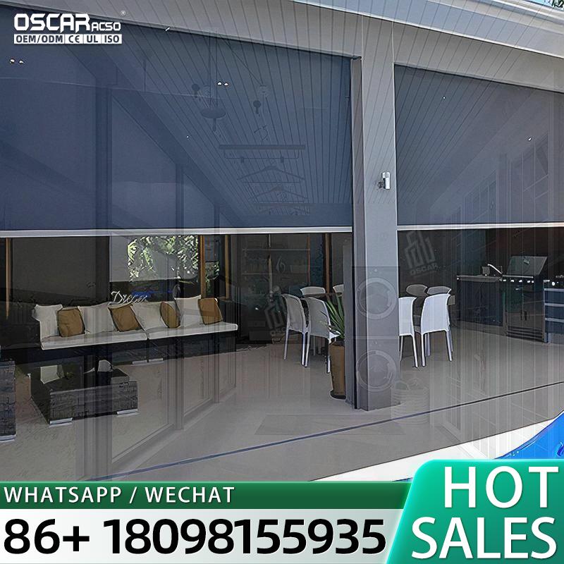 Outdoor Power Roller Shades - Dossel exterior branco de alumínio alimentado