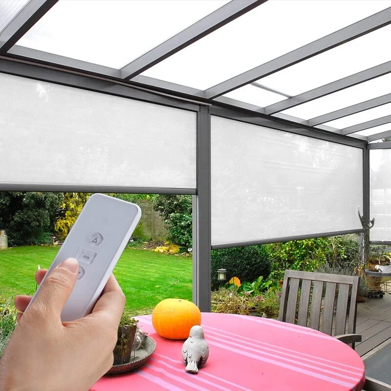 Outdoor Power Roller Shades - # Sombra de sol ao ar