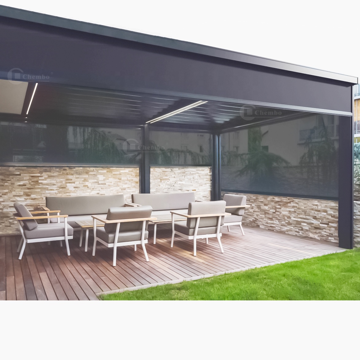Cortinas ao ar livre à prova d - Outdoor Power Roller Shades avaliação e preço
