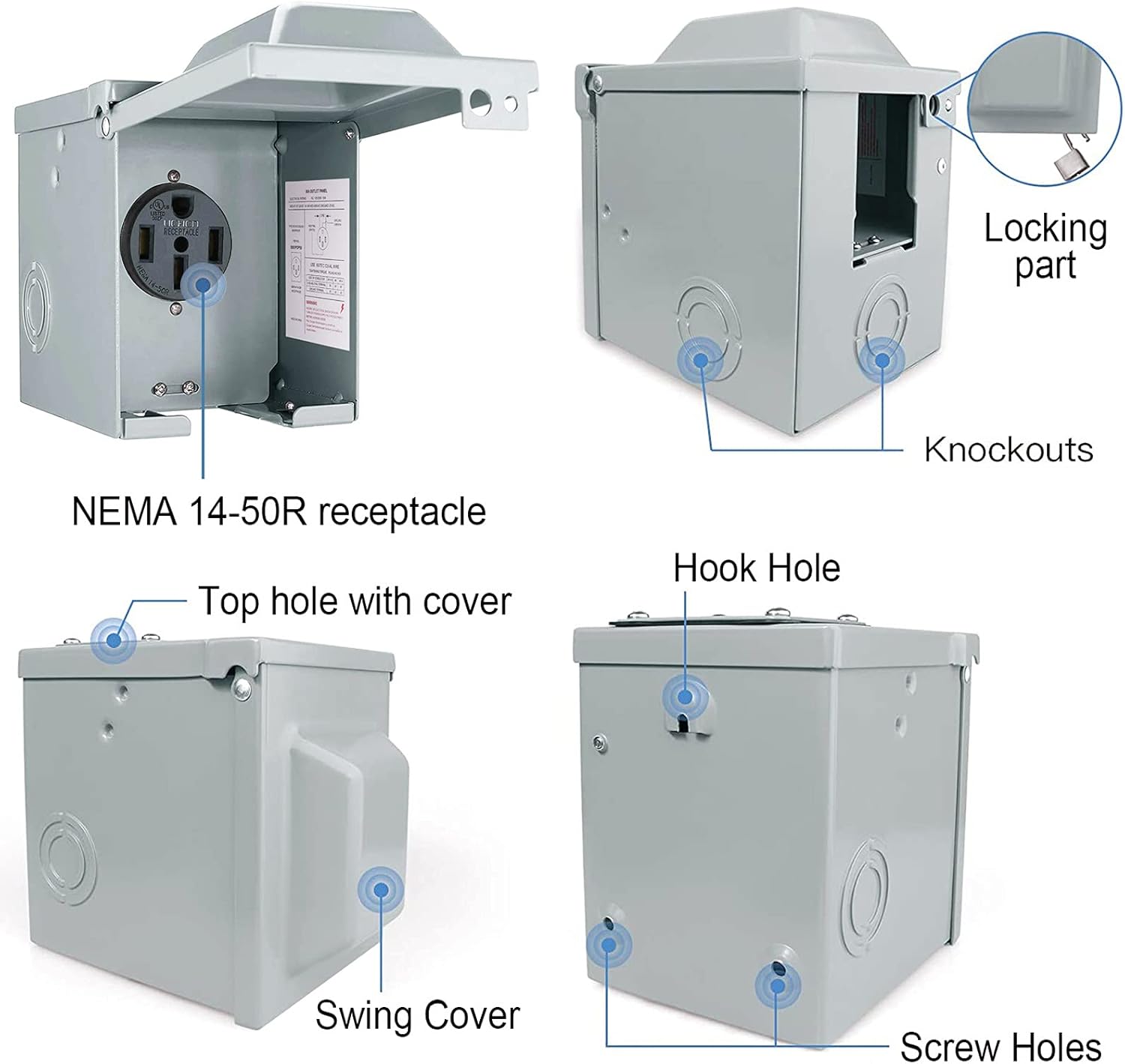 30/50 Amp 125/250 Volts RV Cai - Outdoor Power Receptacle Box avaliação e preço